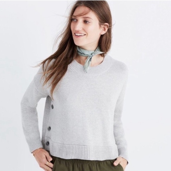 Madewell Sweaters - Grey Madewell Sweater with Side Buttons - Size Small - Great Condition!